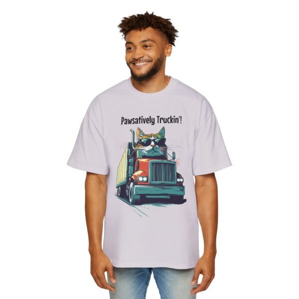 Pawsatively Truckin'! Men's Heavy Oversized Tee - Image 5