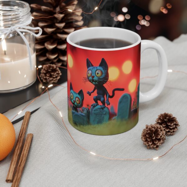 Zombie Kitties in the Graveyard Mug 11oz - Image 4