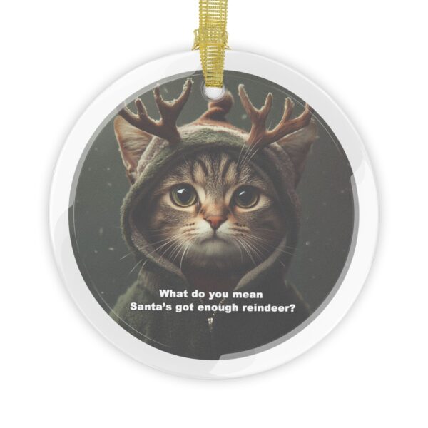 Sad Kitty Reindeer Glass Ornaments - Image 5