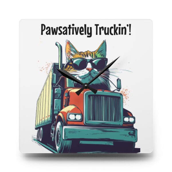 The Purrfectly Punctual Trucker Acrylic Wall Clock