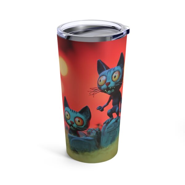 Zombie Kitties in the Graveyard Halloween Tumbler 20oz - Image 4