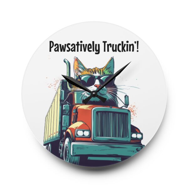 The Purrfectly Punctual Trucker Acrylic Wall Clock - Image 7