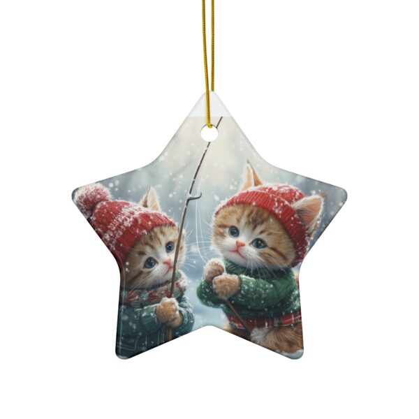 Kittens Go Ice Fishing Christmas Ceramic Ornament, 4 Shapes - Image 5