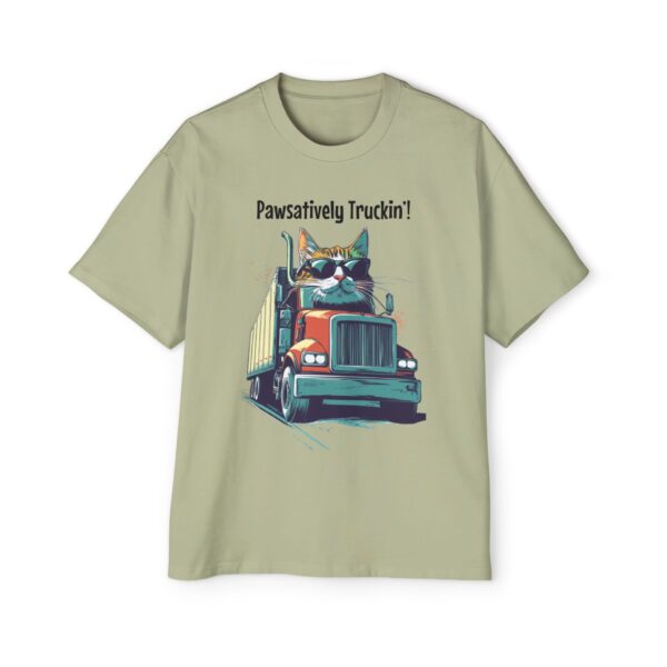 Pawsatively Truckin'! Men's Heavy Oversized Tee - Image 7