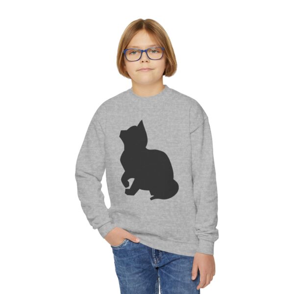 Cat Silhouette Youth Crewneck Sweatshirt - Image 3