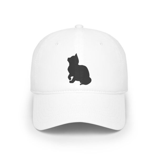 Cat Silhouette Low Profile Baseball Cap - white Low Profile Baseball Cap