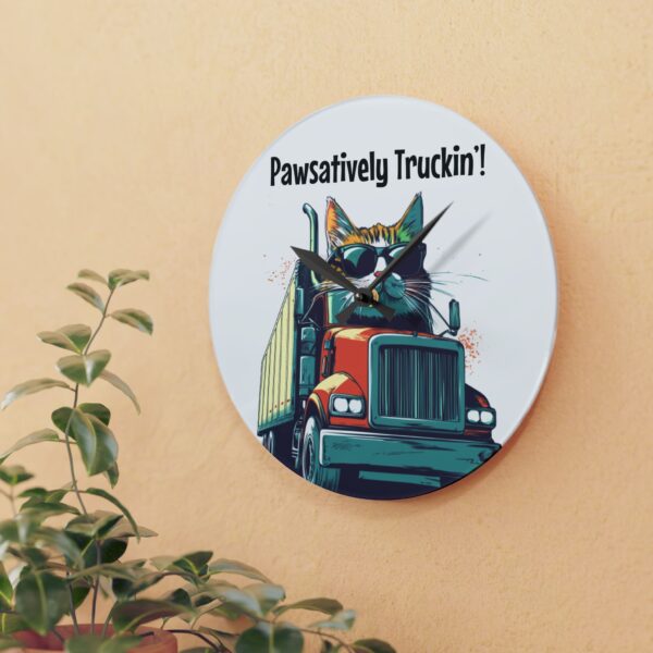 The Purrfectly Punctual Trucker Acrylic Wall Clock - Image 9