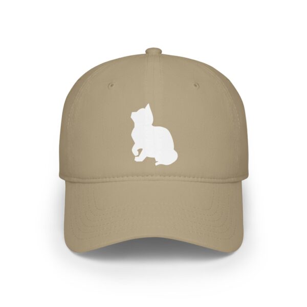 Cat Silhouette Low Profile Baseball Cap - white Low Profile Baseball Cap - Image 5