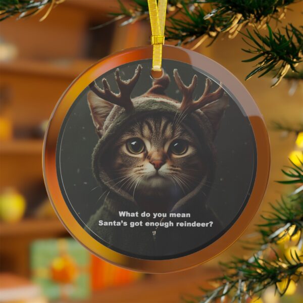 Sad Kitty Reindeer Glass Ornaments - Image 7