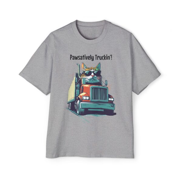 Pawsatively Truckin'! Men's Heavy Oversized Tee - Image 3