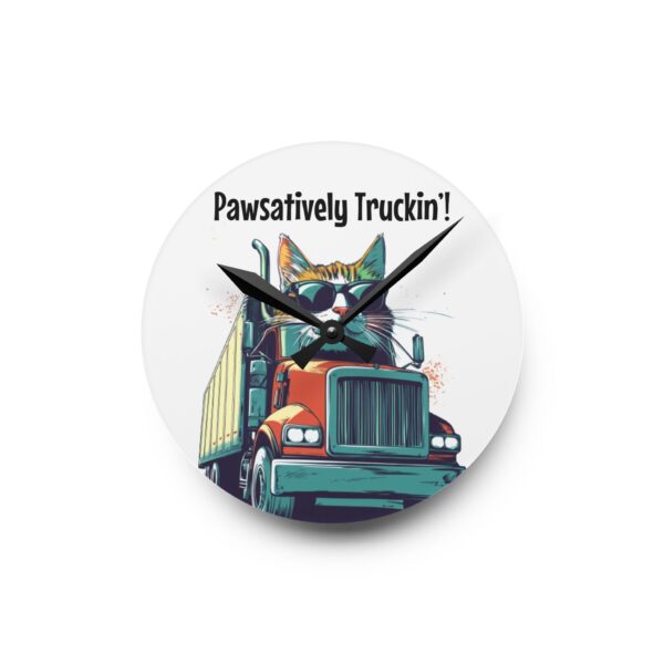 The Purrfectly Punctual Trucker Acrylic Wall Clock - Image 4