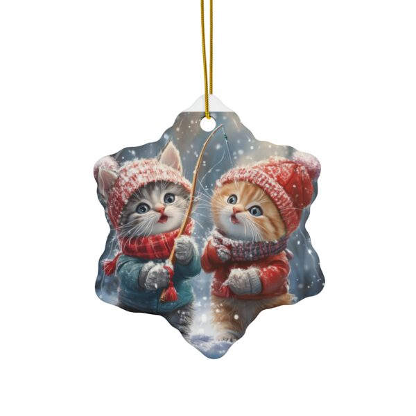 Kittens Go Ice Fishing Christmas Ceramic Ornament, 4 Shapes - Image 7