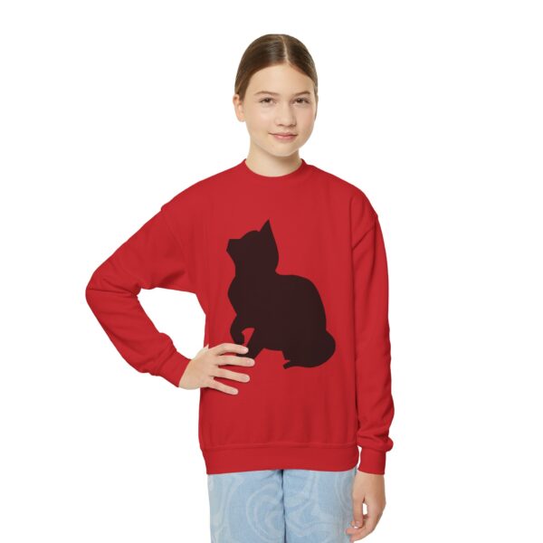 Cat Silhouette Youth Crewneck Sweatshirt - Image 8