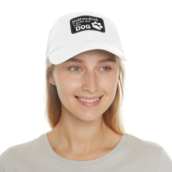 Hold My Drink I Gotta Pet This Dog Dad Hat with Leather Patch (Rectangle) - Image 7