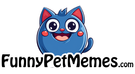 Funny Pet Memes favicon with Bubbles, a blue cat mascot, symbolizing the brand’s humorous pet-themed content, products, and playful community vibe.