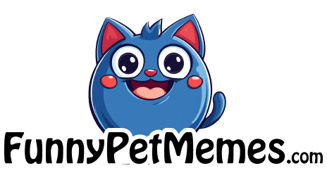 Funny Pet Memes favicon with Bubbles, a blue cat mascot, symbolizing the brand’s humorous pet-themed content, products, and playful community vibe.