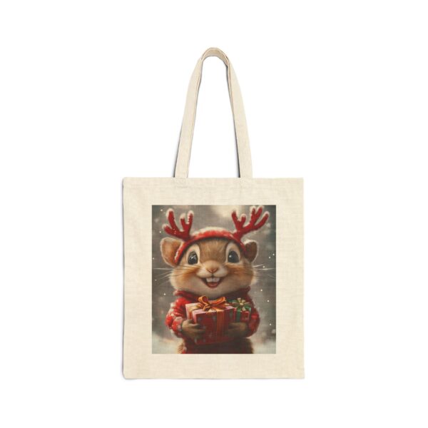 Cheerful Chippy Chipmunk Christmas Cotton Bag